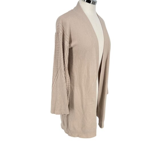 T Tahari Open Front Cardigan Sweater With Wide Sleeves Beige Size Small - Picture 5 of 12